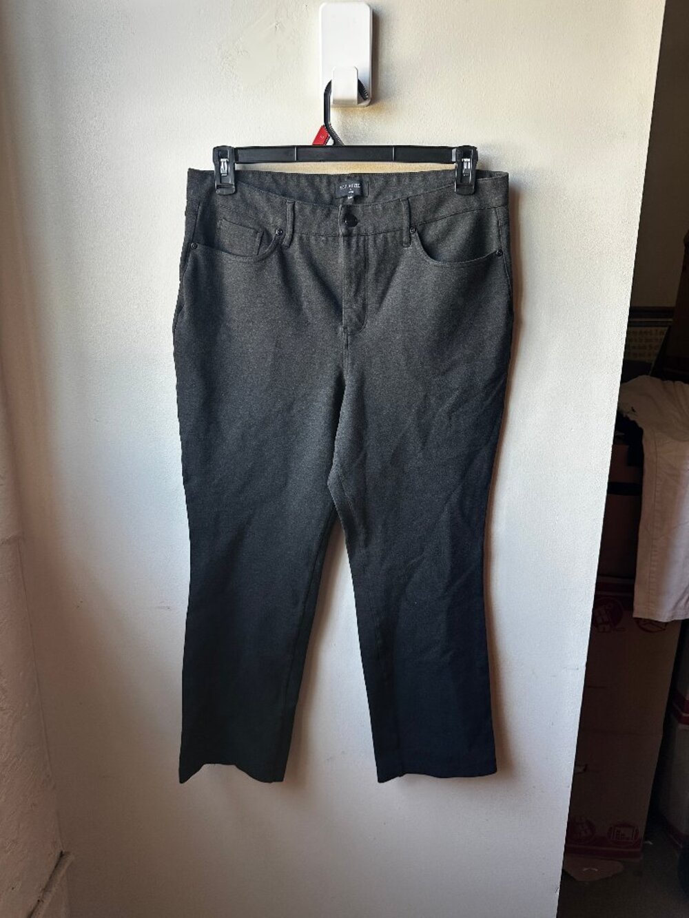 NYDJ Sculpt Her Gray Pants Petite 16P Lift Tuck Straight Leg Button Zip Pockets